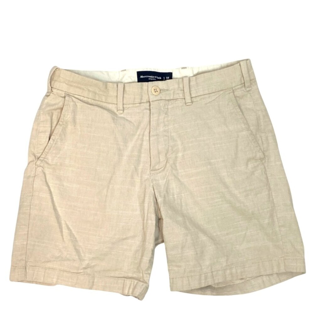 Abercrombie & Fitch Men's Khaki Beige Stretch Twill Preppy Chino Shorts Size 31